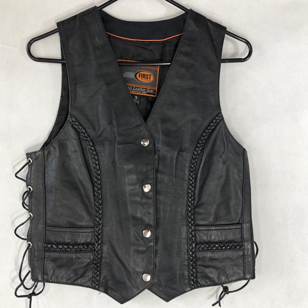 Black Braided Leather Stylish Vest